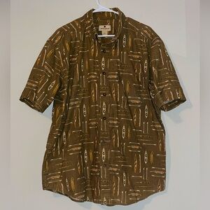 Woolrich Men's Kayak Large Collared Short Sleeve Button Down Shirt Beach Lake